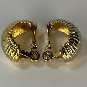 Vintage Monet Gold Textured Clip-On Earrings